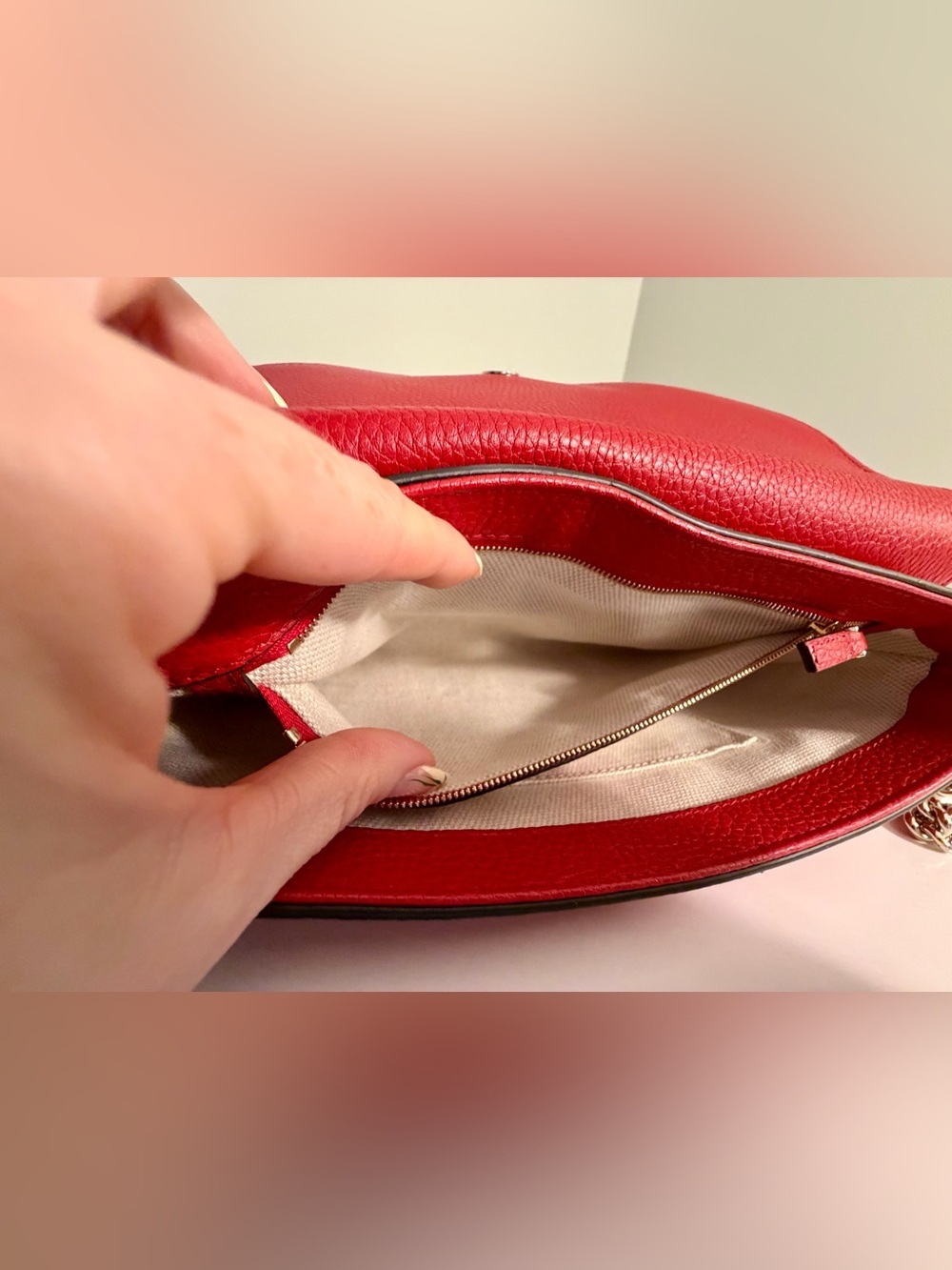Authentic Gucci Red Soho Leather Shoulder Bag- ❤️*Pristine New Condition*❤️ - Picture 13 of 14